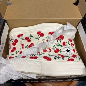 Converse high tops 🍒 Cherries Black and White Shoe Box